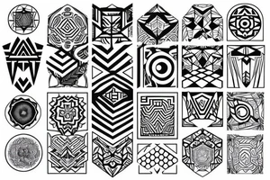 geometric pattern on back of neck tattoo idea