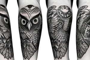 Owl sitting in tree tattoo idea