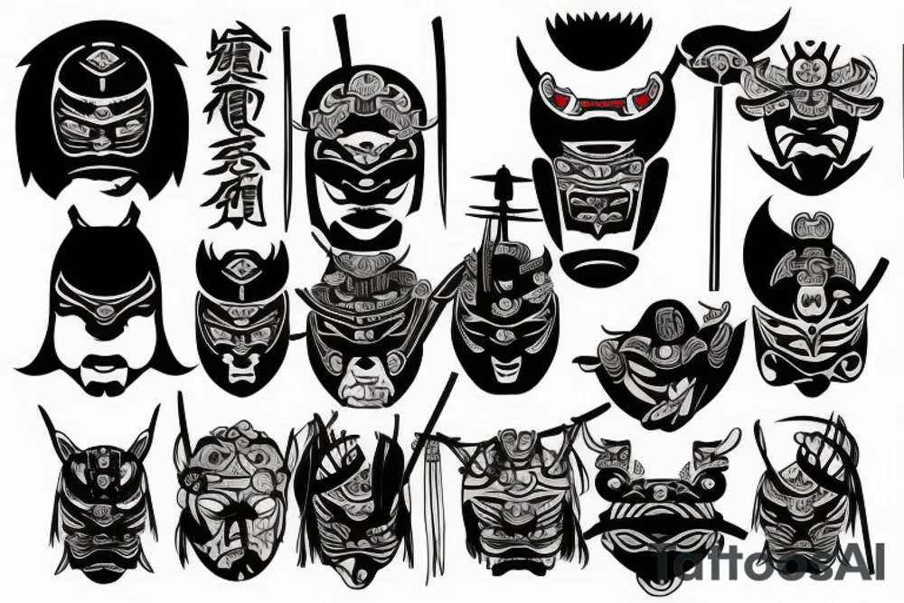 Samurai mask tattoo idea