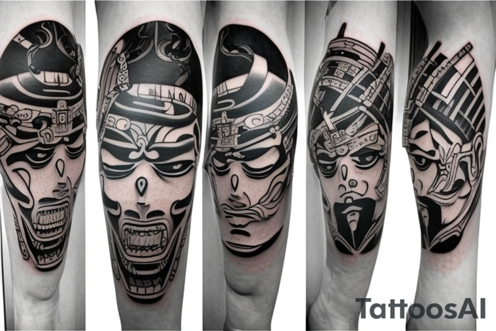 Samurai mask tattoo idea