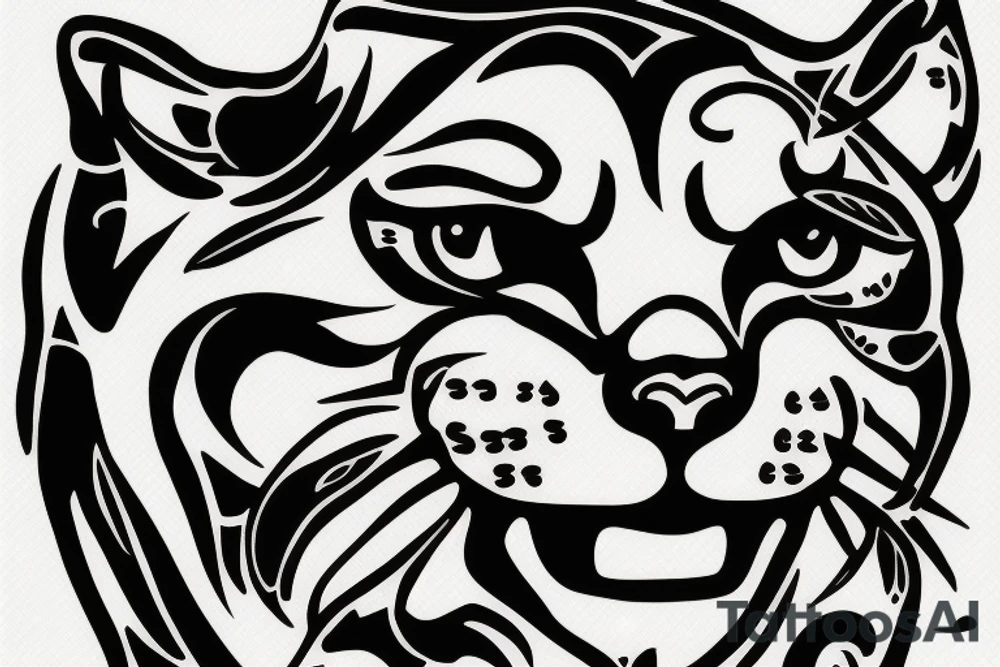 Cougar face tattoo idea