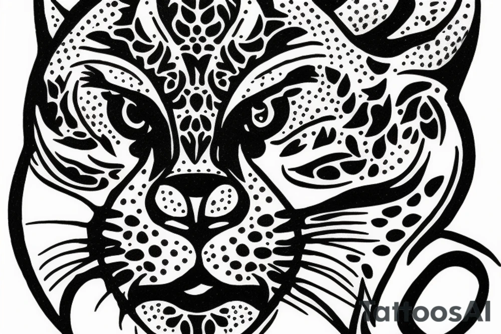 Cougar face tattoo idea