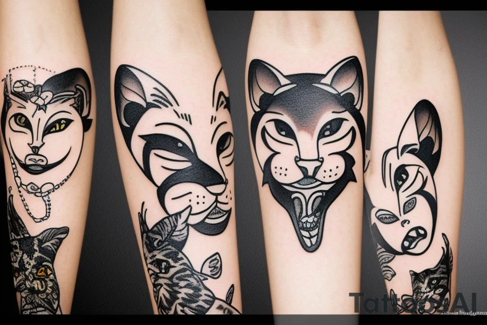 Cougar face tattoo idea