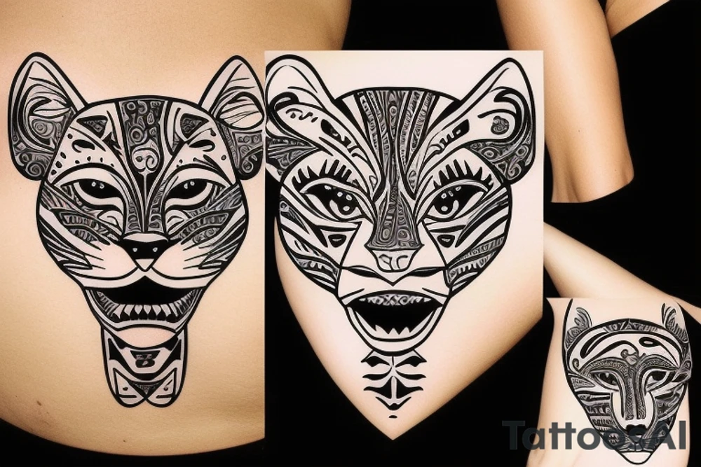 Cougar face tattoo idea