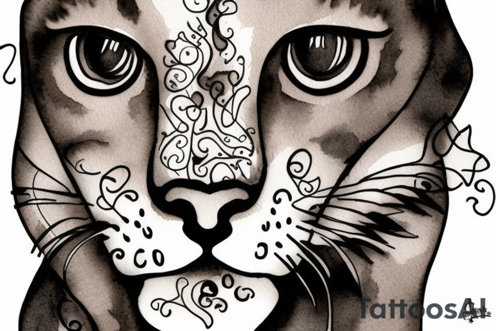 Cougar face tattoo idea