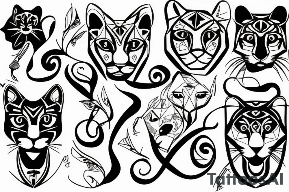 Cougar face tattoo idea