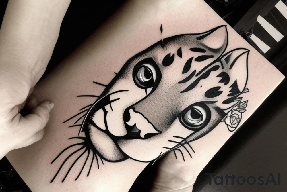 Cougar face tattoo idea