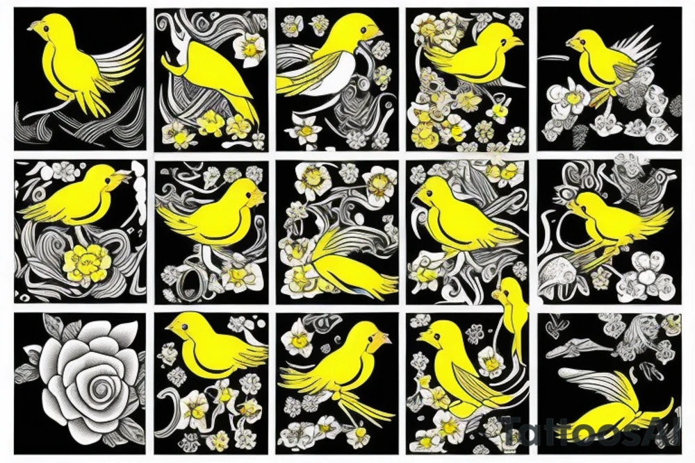 Yellow canary tattoo idea