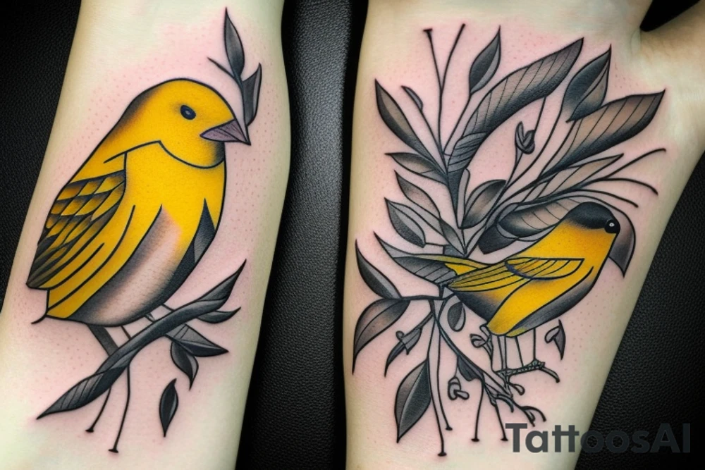 Yellow canary tattoo idea