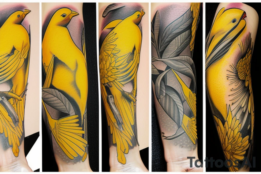Yellow canary tattoo idea