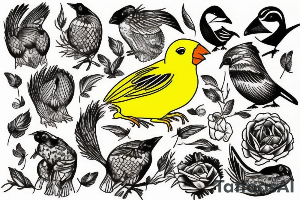 Yellow canary tattoo idea