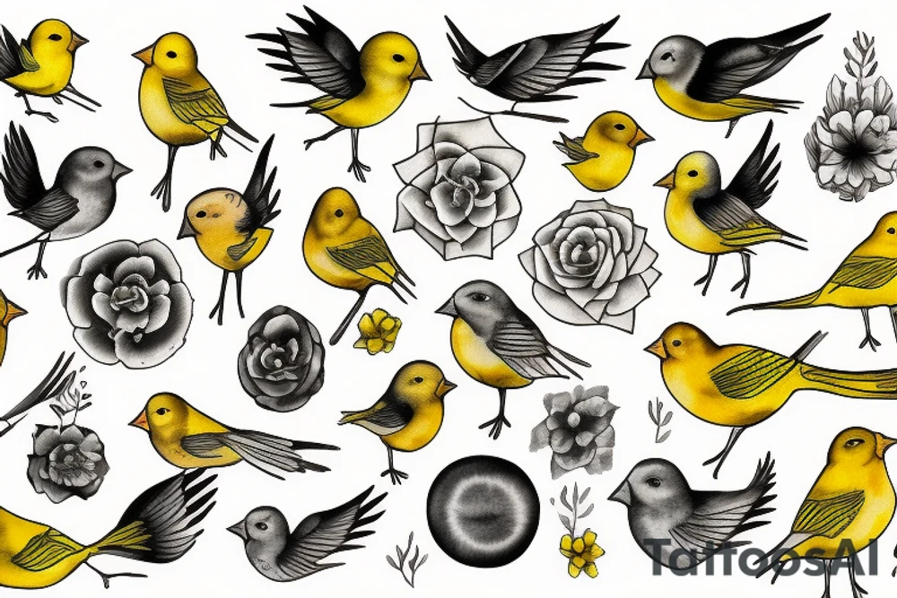 Yellow canary tattoo idea