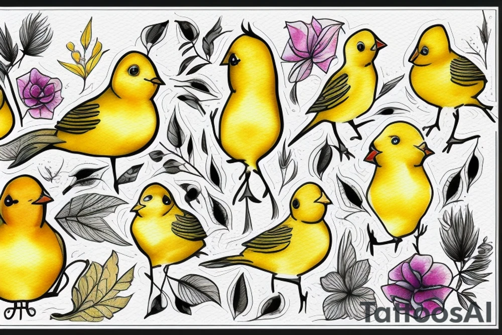 Yellow canary tattoo idea