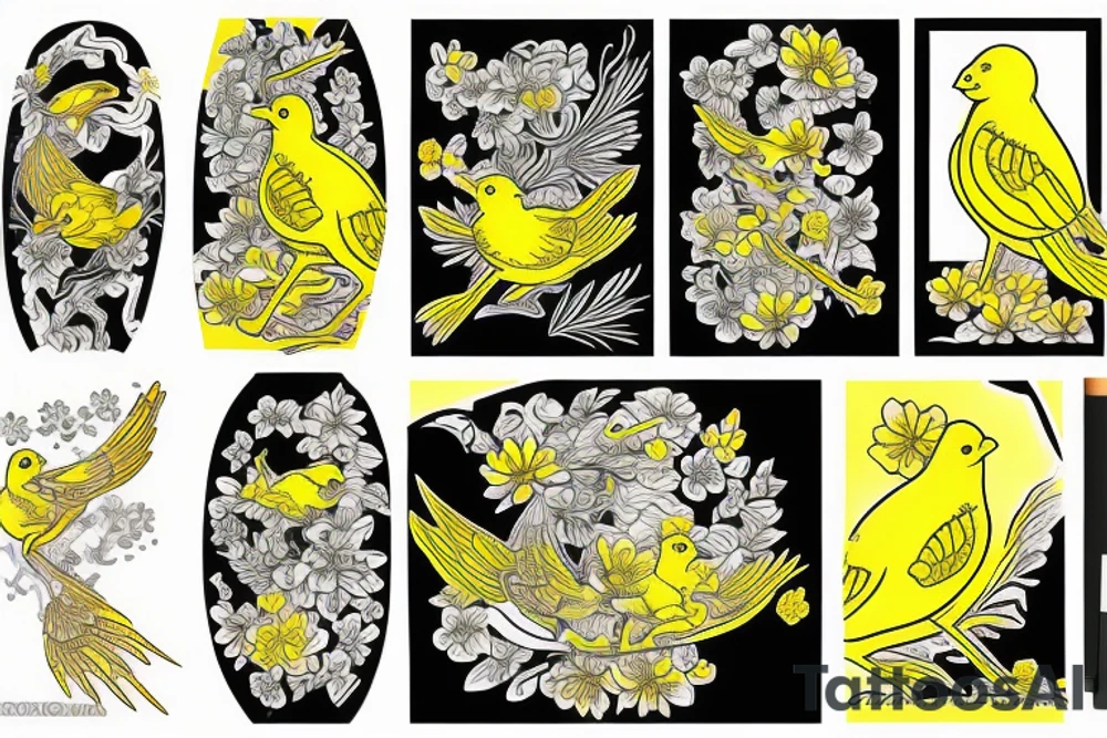 Yellow canary tattoo idea
