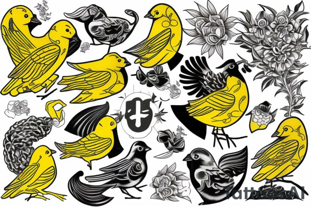 Yellow canary tattoo idea