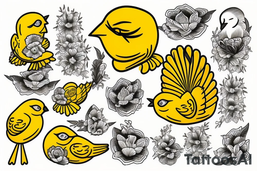 Yellow canary tattoo idea