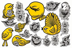Yellow canary tattoo idea