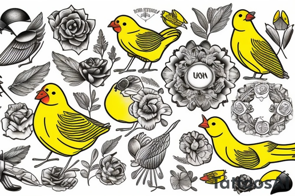 Yellow canary tattoo idea