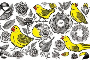 Yellow canary tattoo idea
