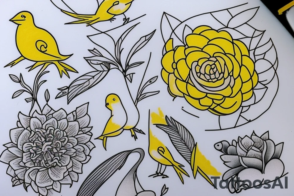 Yellow canary tattoo idea