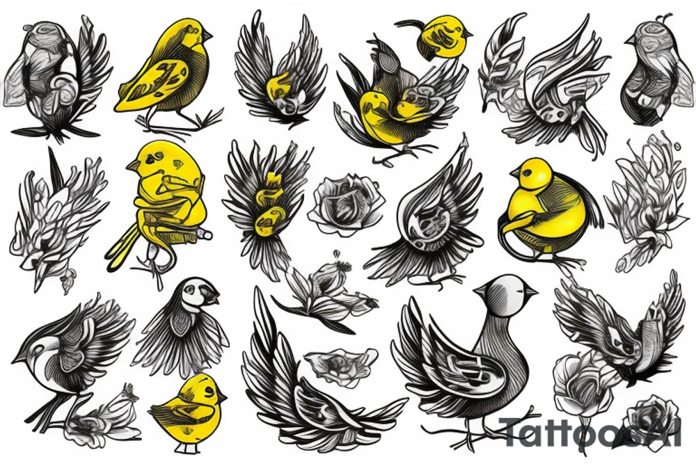 Yellow canary tattoo idea