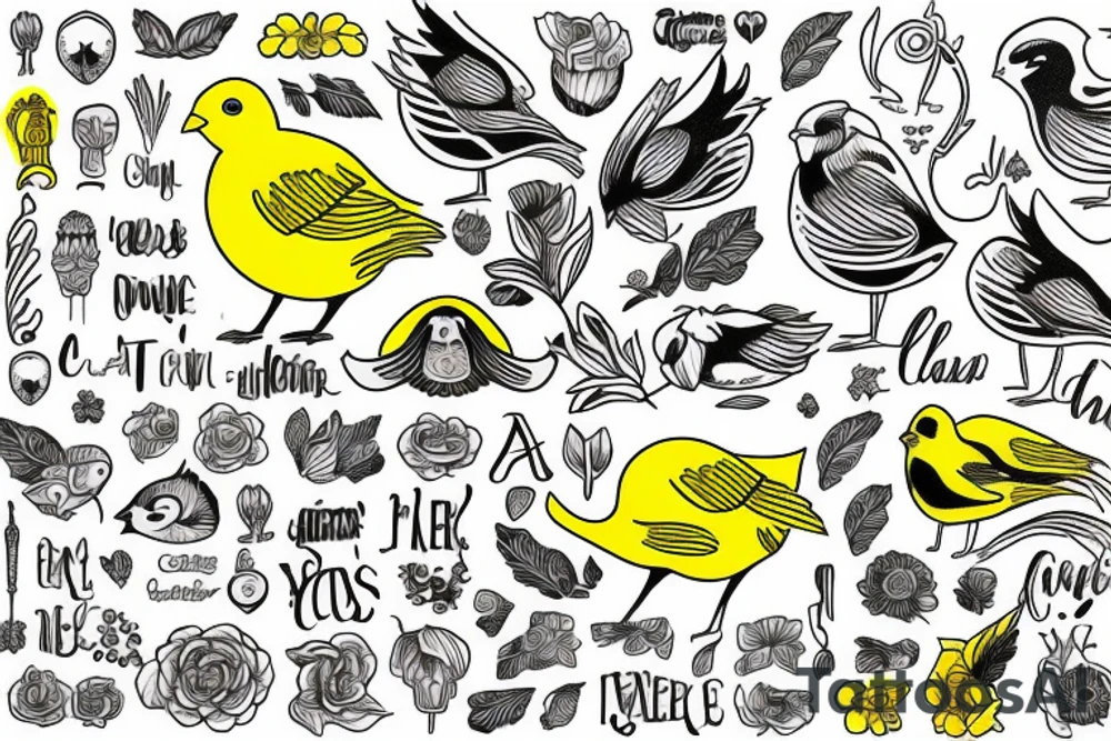 Yellow canary tattoo idea