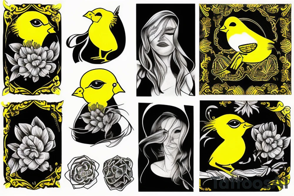 Yellow canary tattoo idea