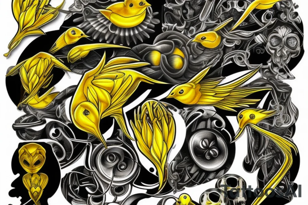Yellow canary tattoo idea