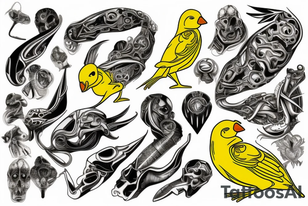 Yellow canary tattoo idea