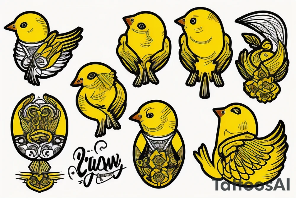Yellow canary tattoo idea