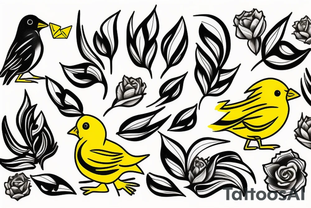 Yellow canary tattoo idea
