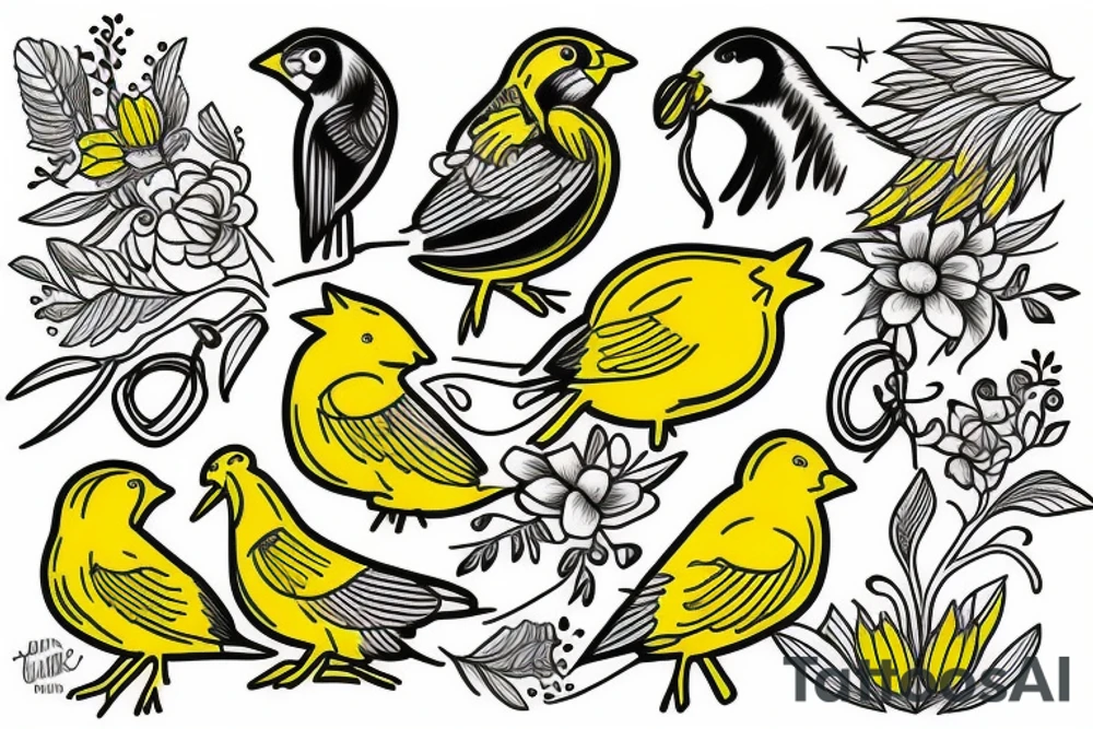 Yellow canary tattoo idea