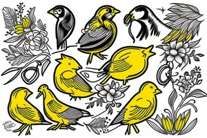 Yellow canary tattoo idea