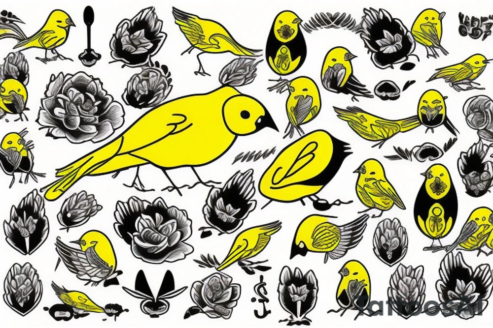 Yellow canary tattoo idea