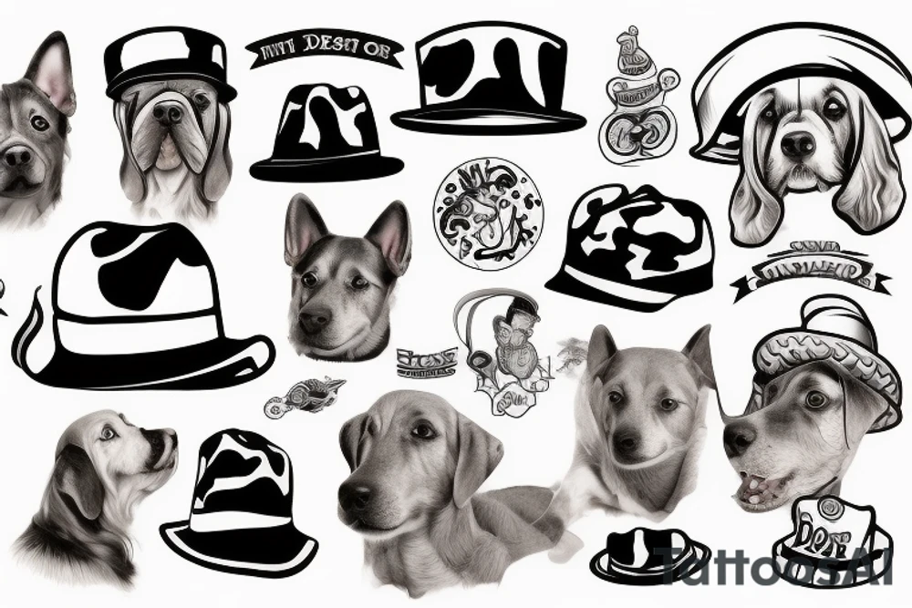 Dog with hat tattoo idea