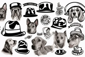 Dog with hat tattoo idea