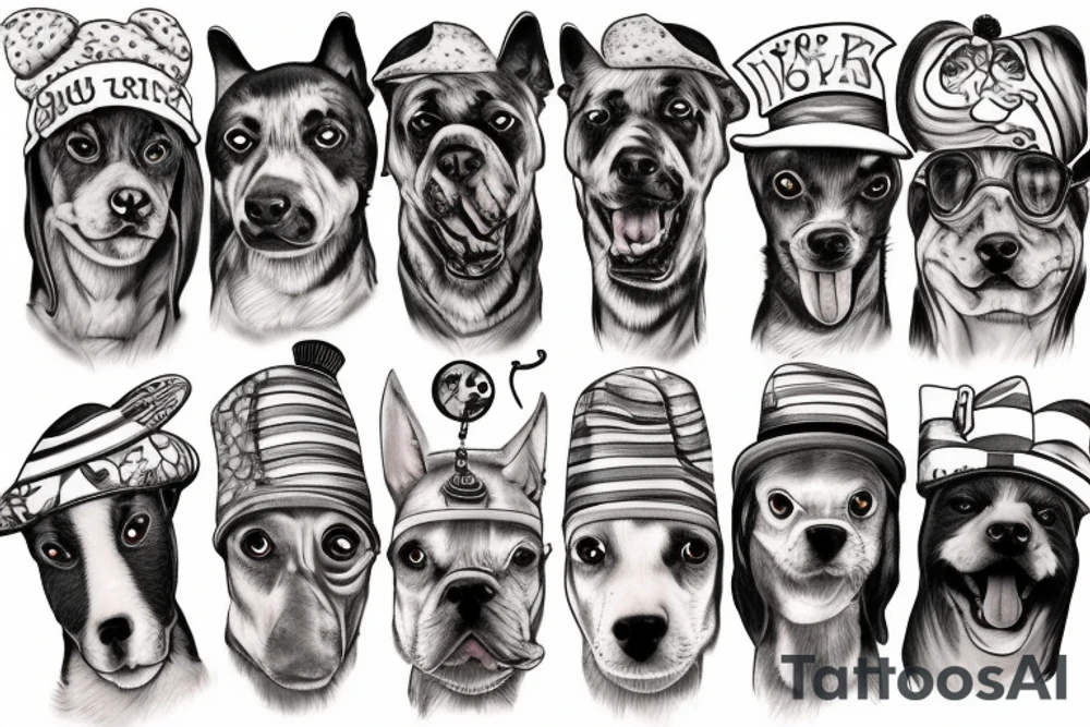 Dog with hat tattoo idea