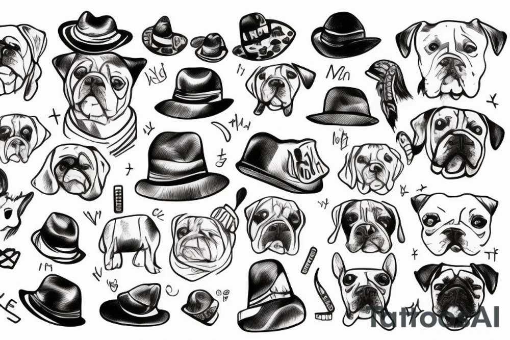 Dog with hat tattoo idea