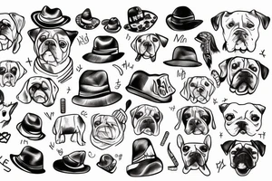 Dog with hat tattoo idea