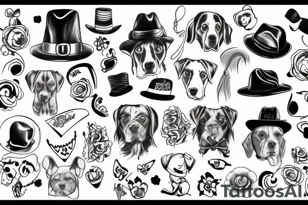 Dog with hat tattoo idea