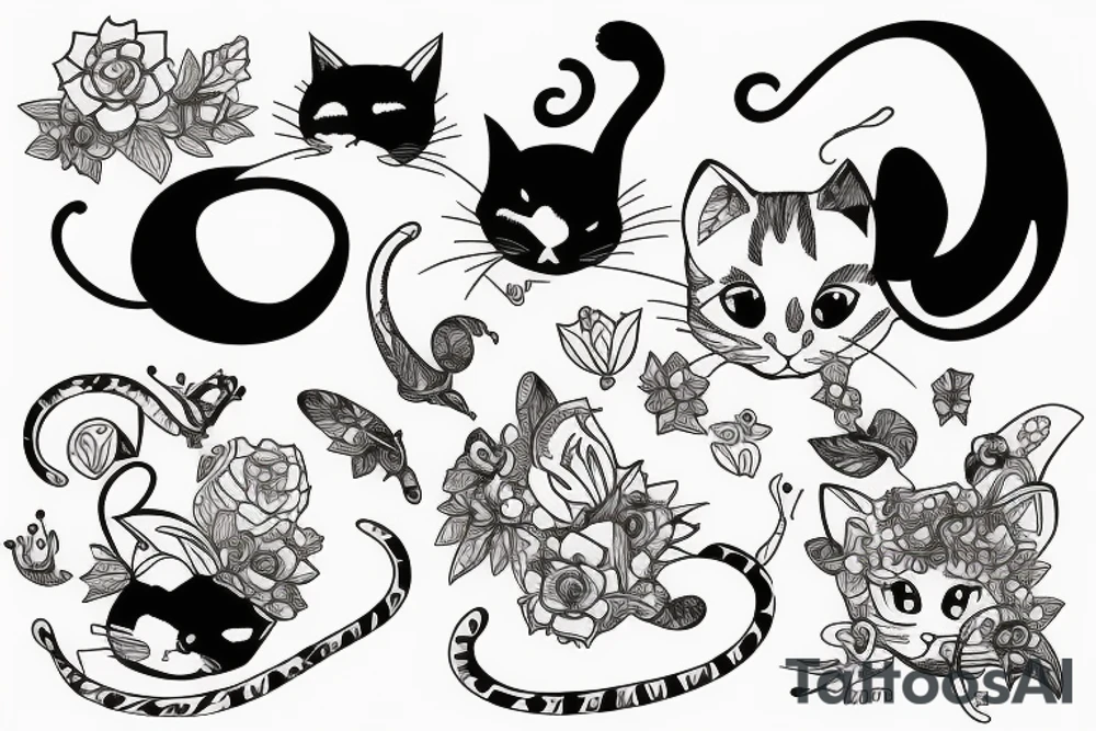 Cat and mouse tattoo idea