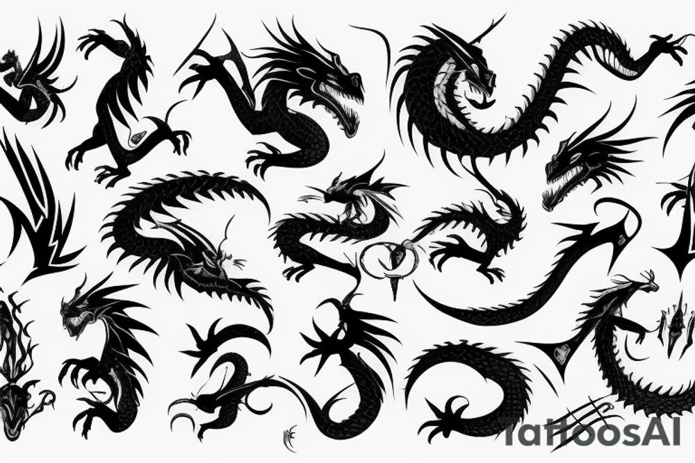 Dragon with sword tattoo idea