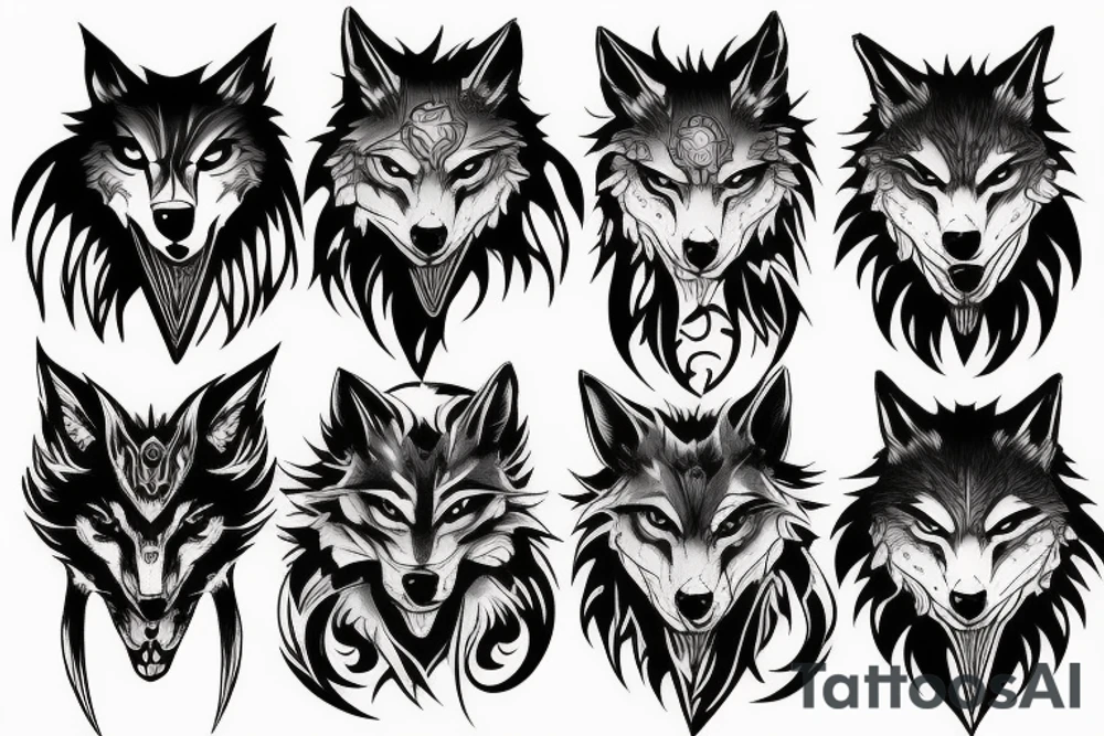 anime three headed wolf tattoo idea