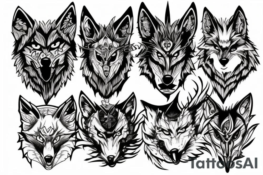 anime three headed wolf tattoo idea