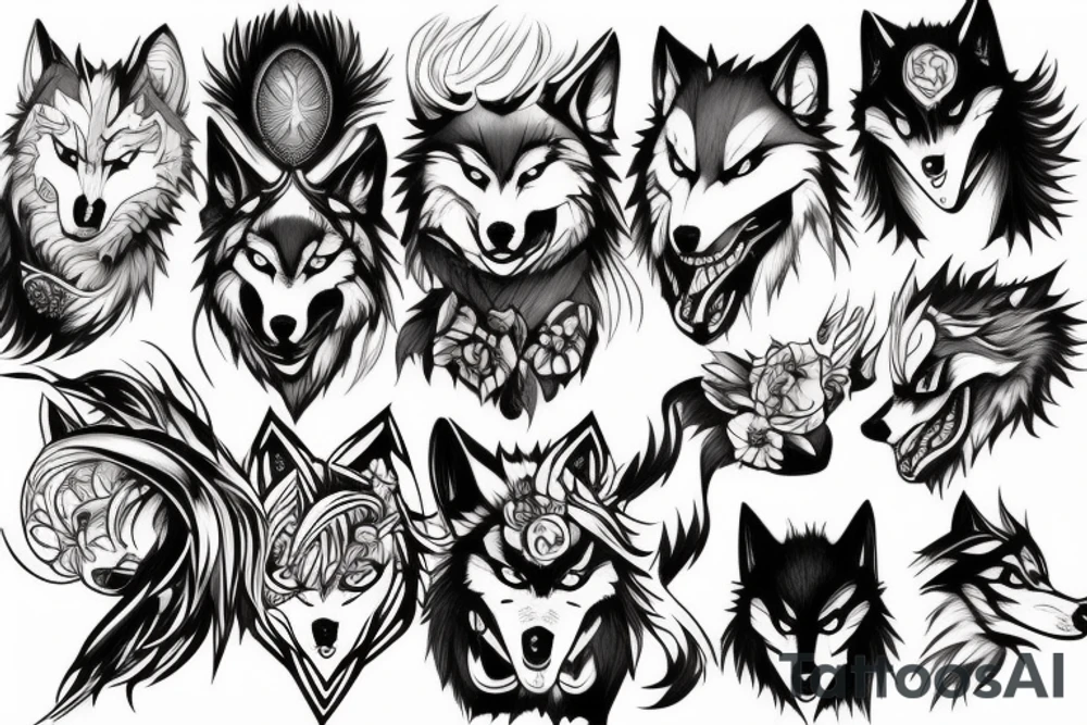 anime wolf tattoo idea