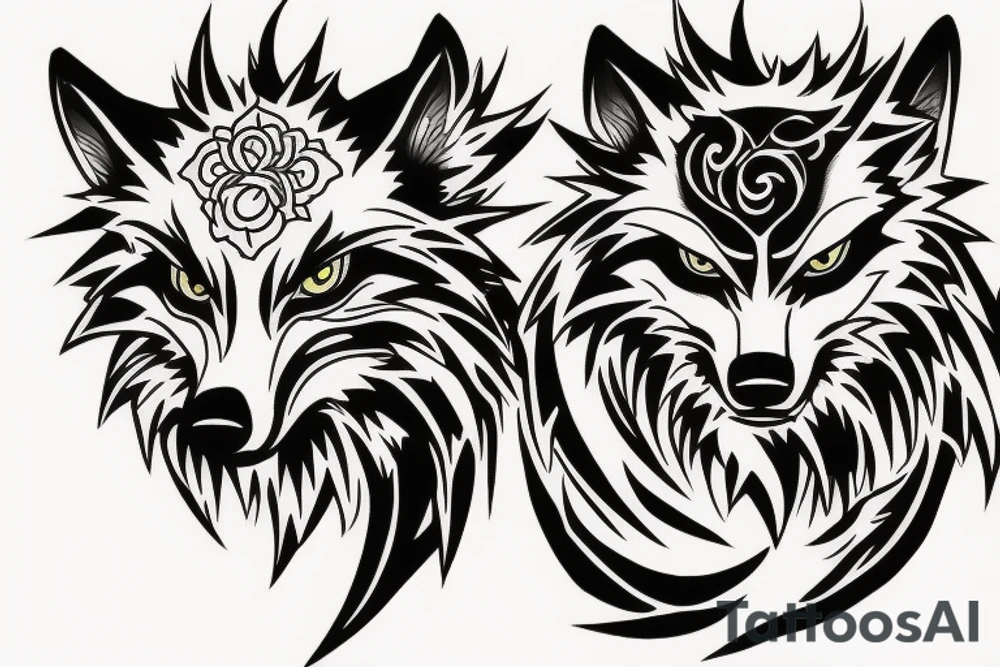 anime wolf tattoo idea