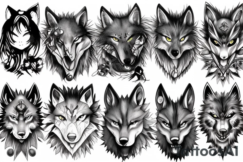 anime wolf tattoo idea