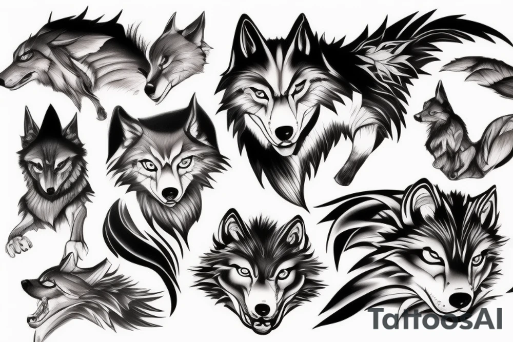anime wolf tattoo idea