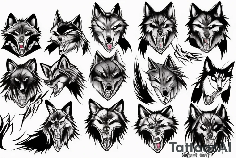 anime wolf tattoo idea