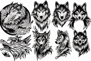anime wolf in full growth tattoo idea